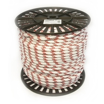 Шнур полиамидный плотного плетения 10,0 мм белый с красным (110 м)