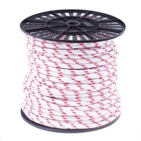 Шнур полиамидный плотного плетения 12,0 мм белый с красным (75 м)