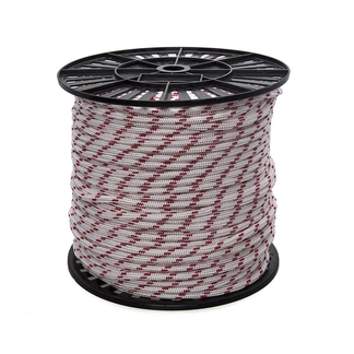Шнур полиамидный плотного плетения  8,0 мм белый с красным (100 м)