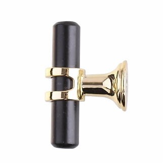 Ручка кнопка штырь алюминиевая, черная/матовое золото (1 шт) - фото2