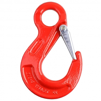 Крюк грузовой с проушиной и предохранителем 8мм (красный 1 шт)