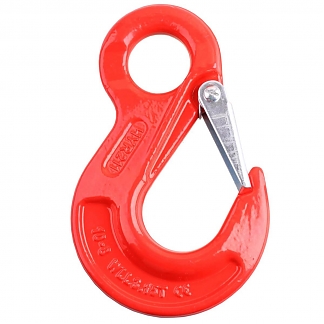 Крюк грузовой с проушиной и предохранителем 10мм (красный 1 шт)