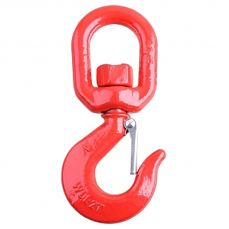 Крюк грузовой с вертлюгом и предохранителем 8мм (красный 1 шт)