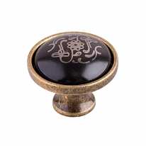 Ручка кнопка алюм. (черный/хром 1 шт)