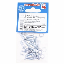 Винт потайной DIN 965 М 6х16 мм оцинкованный с гайкой DIN 934 (12 шт)