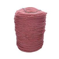 Шнур полипропиленовый спирального плетения 6 мм белый с красным (300 м)